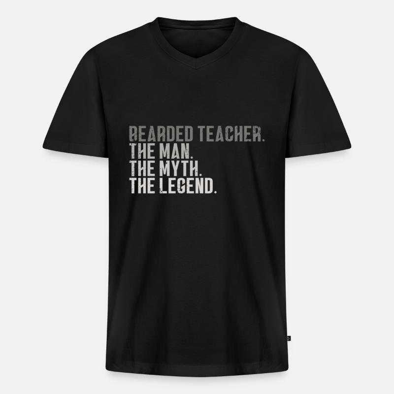 Bärtiger Lehrer - Männer Premium Bio T-Shirt mit V-Ausschnitt - Schwarz
