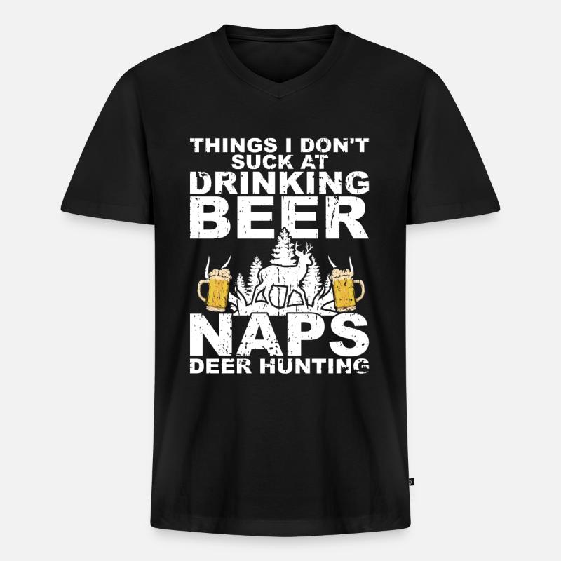 Jagd Und Bier - Männer Premium Bio T-Shirt mit V-Ausschnitt - Schwarz
