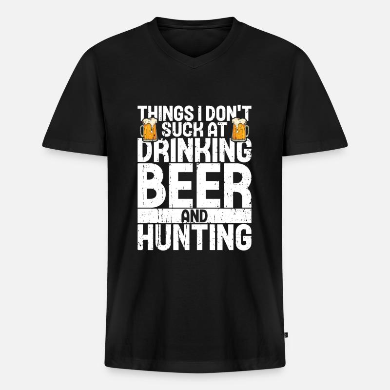 Jagd Und Bier - Männer Premium Bio T-Shirt mit V-Ausschnitt - Schwarz