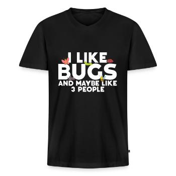 Insecte - T-shirt encolure en V Premium bio Homme - noir - Devant - Nico (187cm)