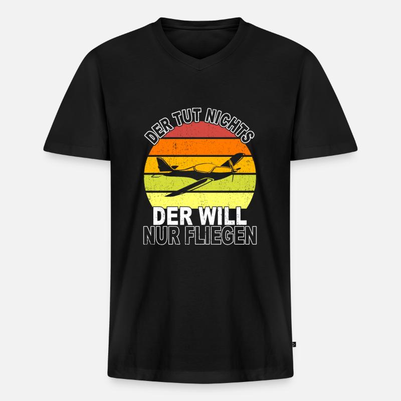 Flugzeug Spruch - Männer Premium Bio T-Shirt mit V-Ausschnitt - Schwarz
