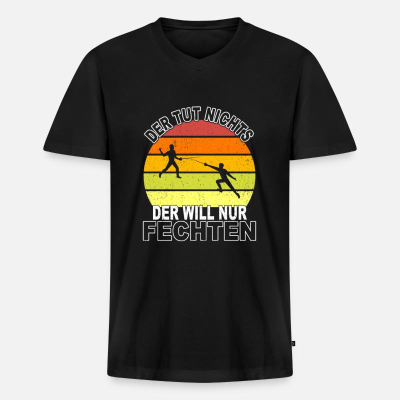 Fechten Spruch - Männer Premium Bio T-Shirt mit V-Ausschnitt - Schwarz
