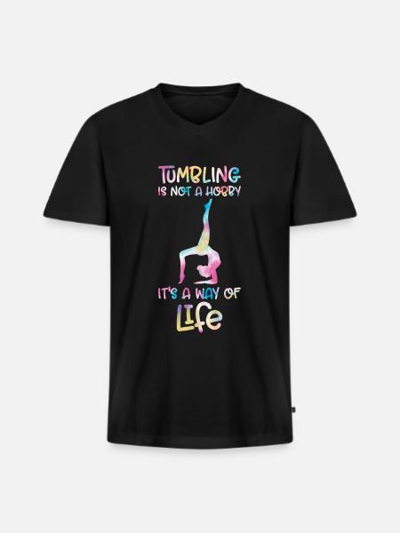 Stolpern - Männer Premium Bio T-Shirt mit V-Ausschnitt - Schwarz