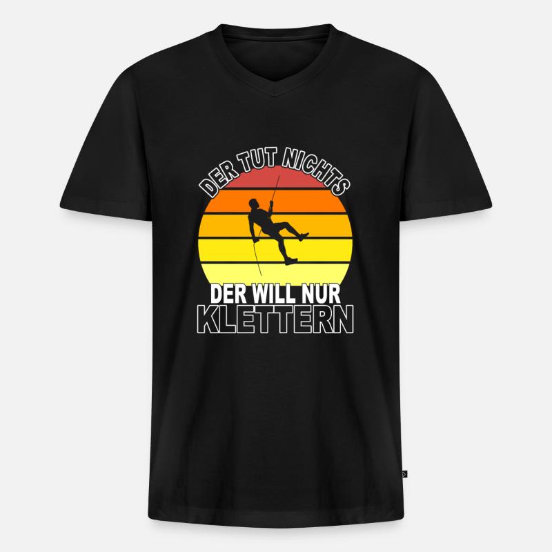 Klettern Spruch - Männer Premium Bio T-Shirt mit V-Ausschnitt - Schwarz