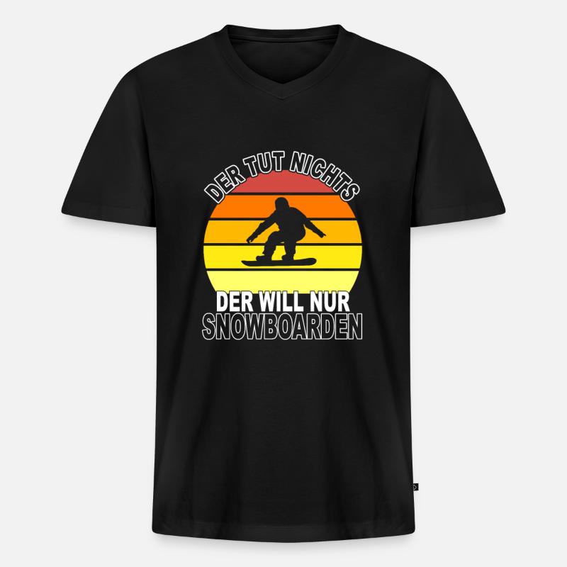 Snowboarden Spruch - Männer Premium Bio T-Shirt mit V-Ausschnitt - Schwarz