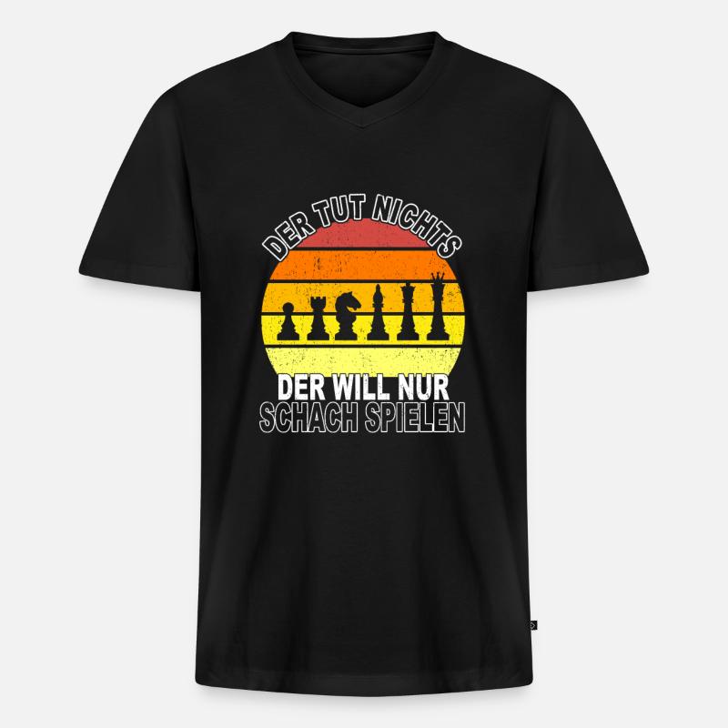 Schach Spruch - Männer Premium Bio T-Shirt mit V-Ausschnitt - Schwarz