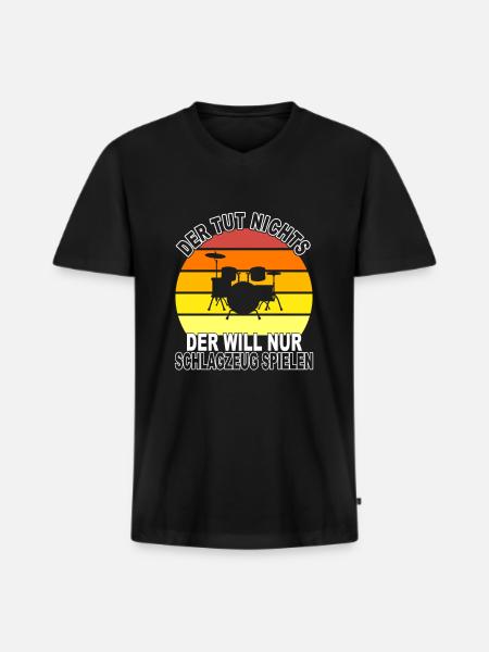 Schlagzeug Spruch - Männer Premium Bio T-Shirt mit V-Ausschnitt - Schwarz