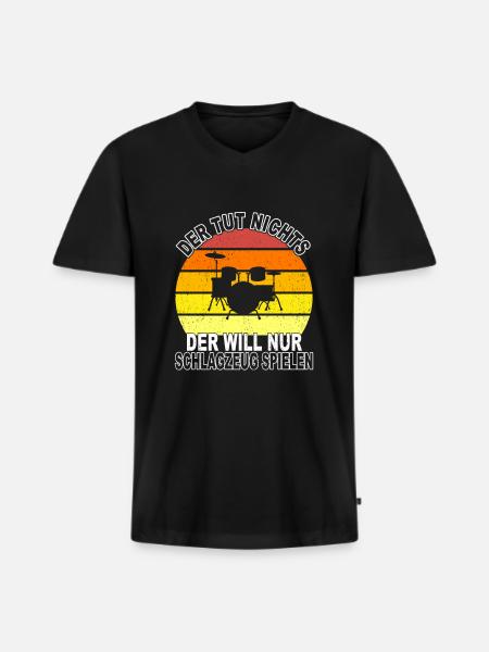 Schlagzeug Spruch - Männer Premium Bio T-Shirt mit V-Ausschnitt - Schwarz