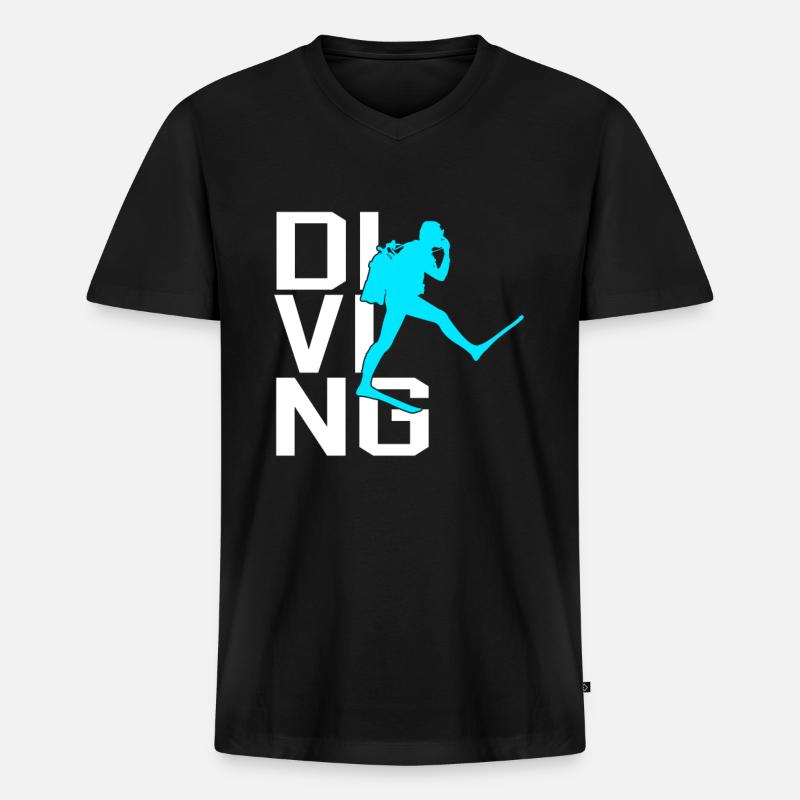 Tauchen - Männer Premium Bio T-Shirt mit V-Ausschnitt - Schwarz