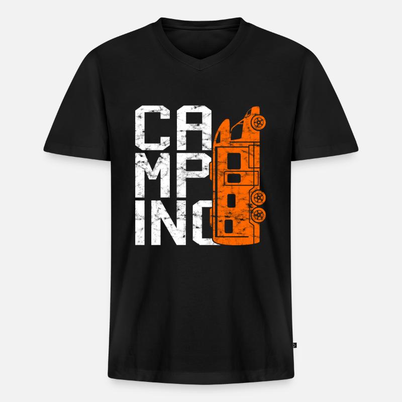 camping - Männer Premium Bio T-Shirt mit V-Ausschnitt - Schwarz