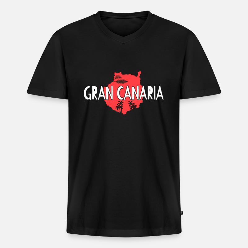Gran Canaria - Männer Premium Bio T-Shirt mit V-Ausschnitt - Schwarz