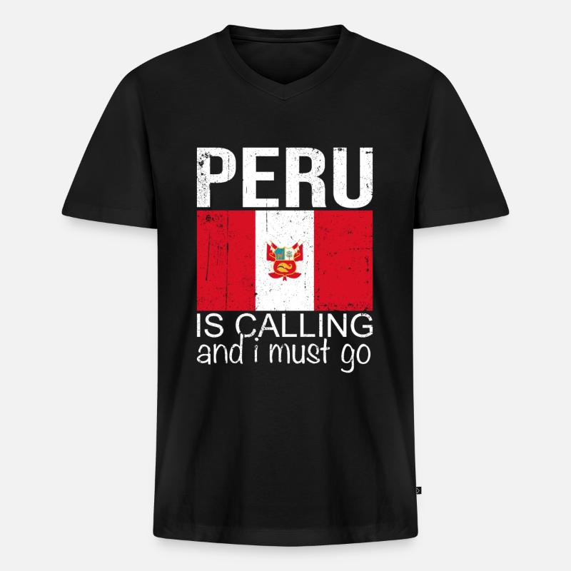 Peru Spruch - Männer Premium Bio T-Shirt mit V-Ausschnitt - Schwarz