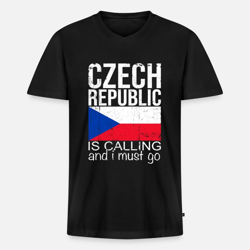 Tschechien - Männer Premium Bio T-Shirt mit V-Ausschnitt - Schwarz