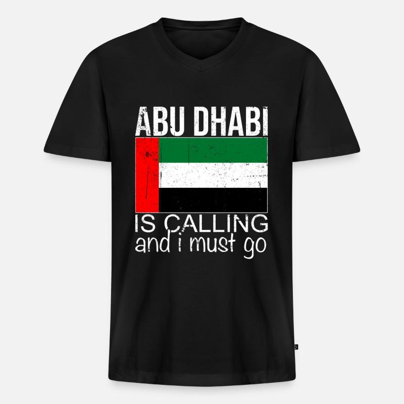 Abu Dhabi Spruch - Männer Premium Bio T-Shirt mit V-Ausschnitt - Schwarz