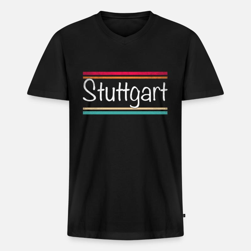 Stuttgart - Männer Premium Bio T-Shirt mit V-Ausschnitt - Schwarz