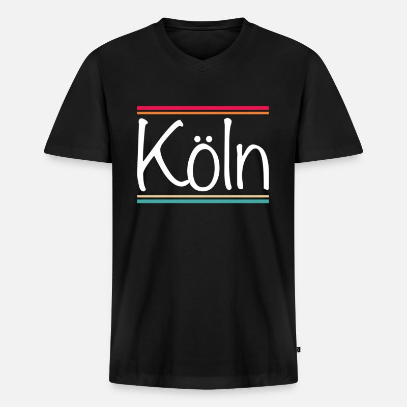Köln - Männer Premium Bio T-Shirt mit V-Ausschnitt - Schwarz