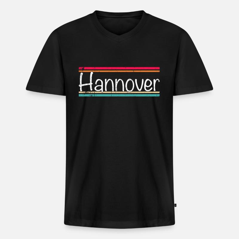 Hannover - Männer Premium Bio T-Shirt mit V-Ausschnitt - Schwarz