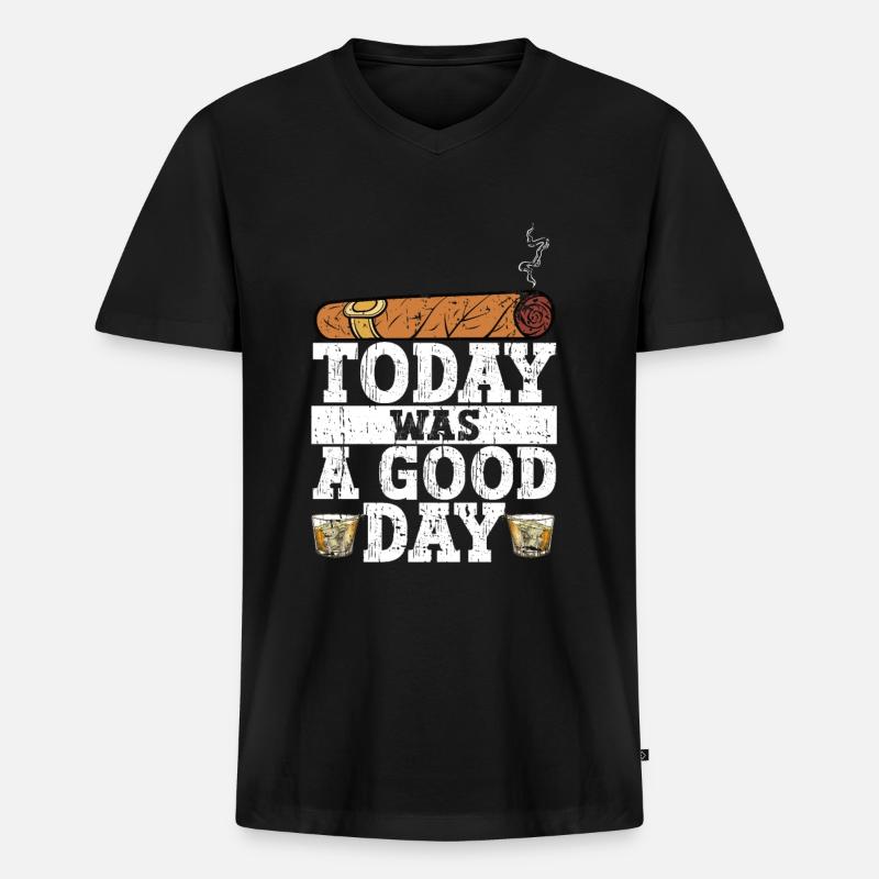 Zigarrenzigarettenraucher - Männer Premium Bio T-Shirt mit V-Ausschnitt - Schwarz