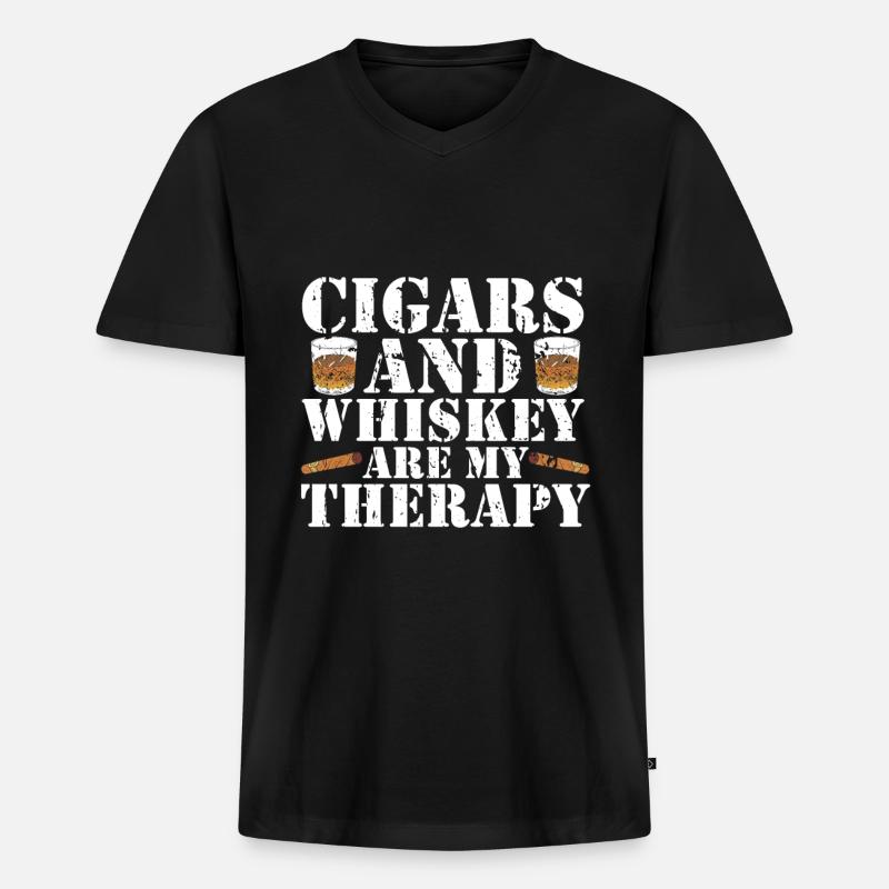 Zigarrenzigarettenraucher - Männer Premium Bio T-Shirt mit V-Ausschnitt - Schwarz
