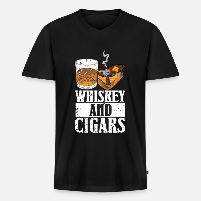 Zigarrenzigarettenraucher - Männer Premium Bio T-Shirt mit V-Ausschnitt - Schwarz