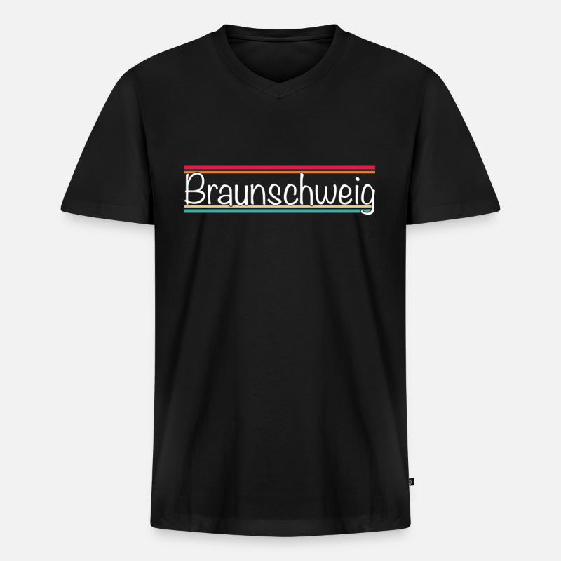 Braunschweig - Männer Premium Bio T-Shirt mit V-Ausschnitt - Schwarz