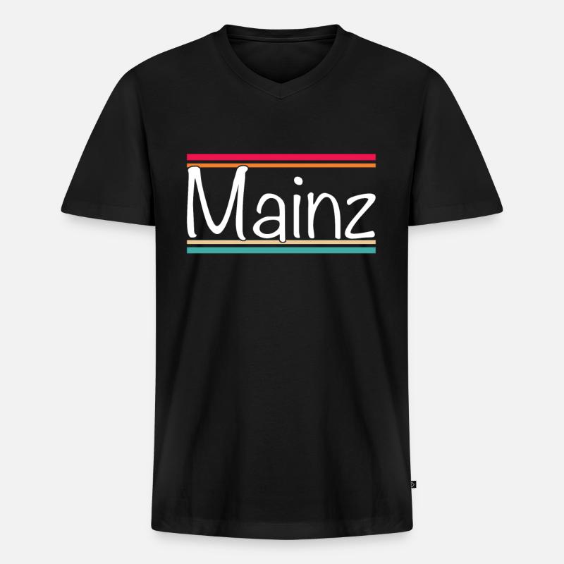 Mainz - Männer Premium Bio T-Shirt mit V-Ausschnitt - Schwarz