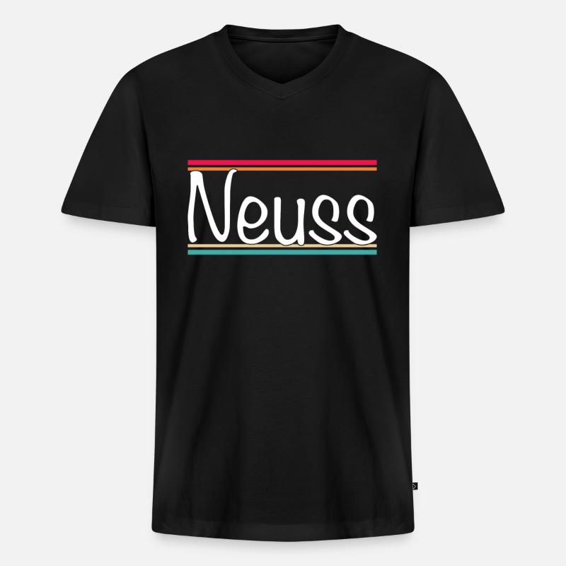 Neuss - Männer Premium Bio T-Shirt mit V-Ausschnitt - Schwarz