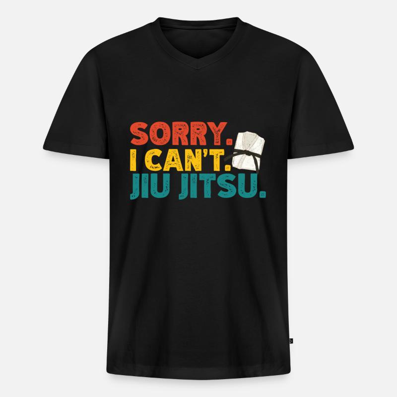 Jiu Jitsu - Männer Premium Bio T-Shirt mit V-Ausschnitt - Schwarz