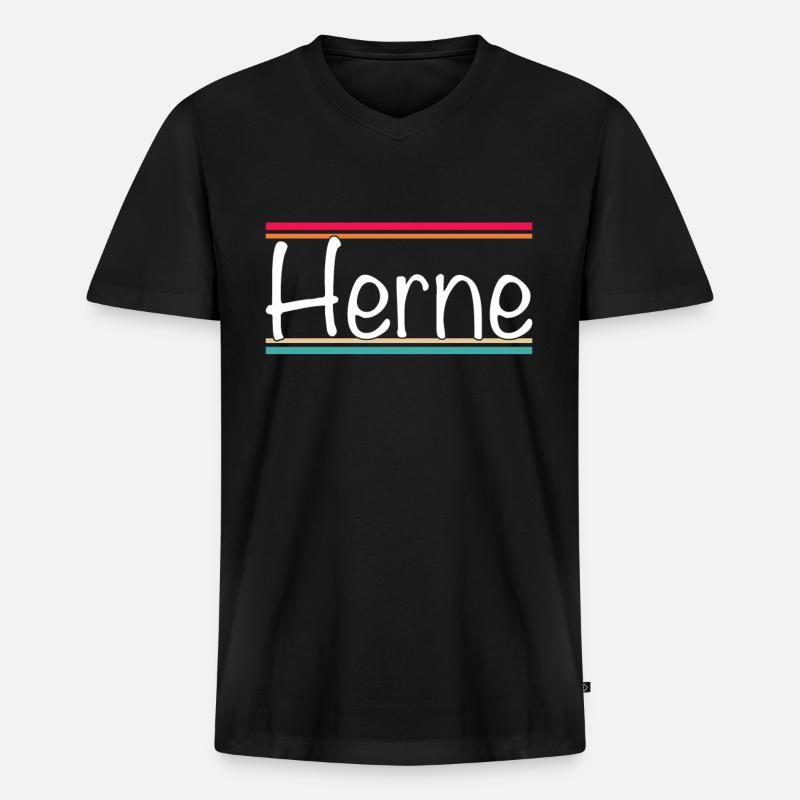 Herne - Männer Premium Bio T-Shirt mit V-Ausschnitt - Schwarz