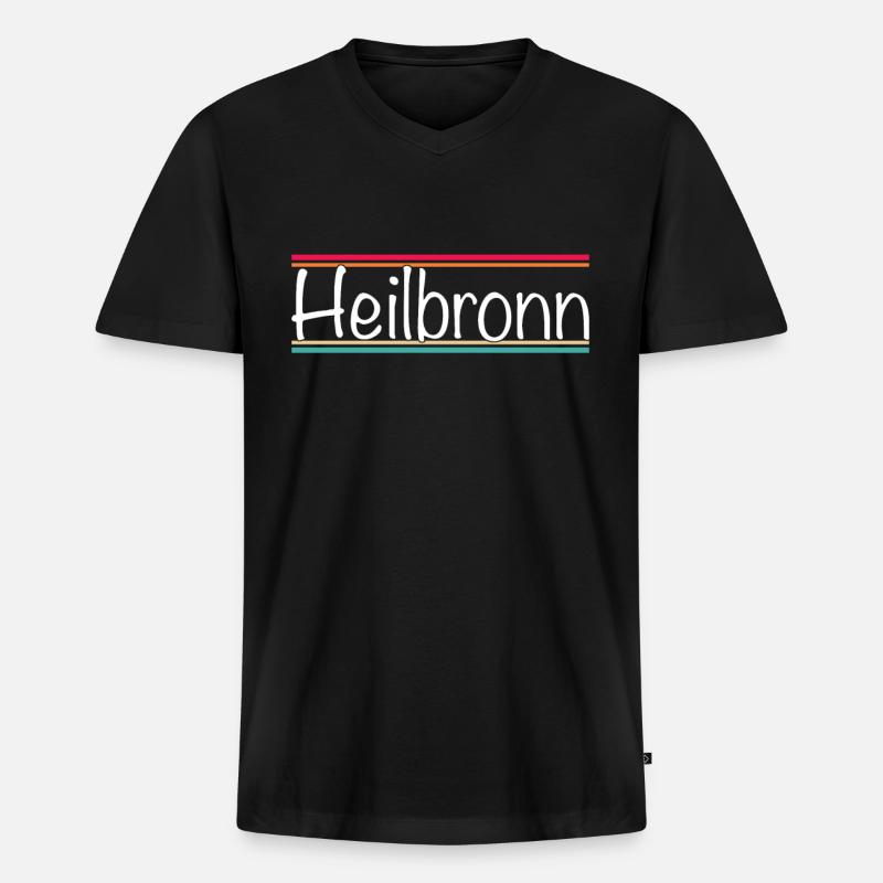 Heilbronn - Männer Premium Bio T-Shirt mit V-Ausschnitt - Schwarz