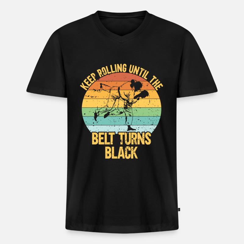 Jiu Jitsu - Männer Premium Bio T-Shirt mit V-Ausschnitt - Schwarz