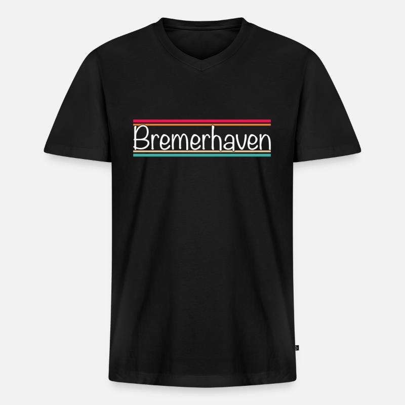 Bremerhaven - Männer Premium Bio T-Shirt mit V-Ausschnitt - Schwarz