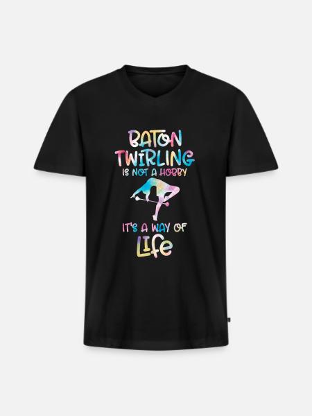 Tambourstab swirling - Men's Premium Organic T-shirt with V-neck - black