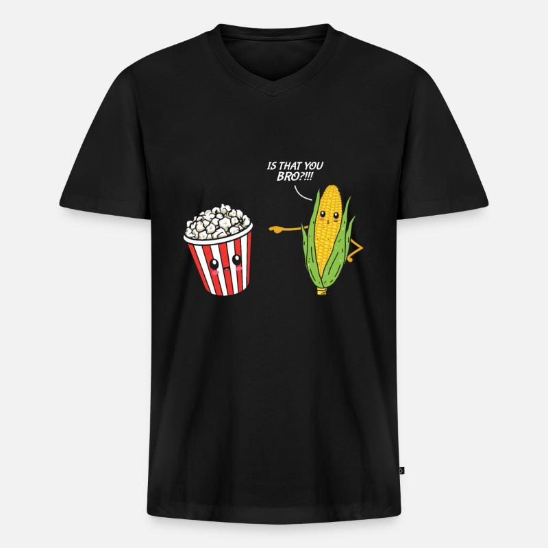 Popcorn - Männer Premium Bio T-Shirt mit V-Ausschnitt - Schwarz