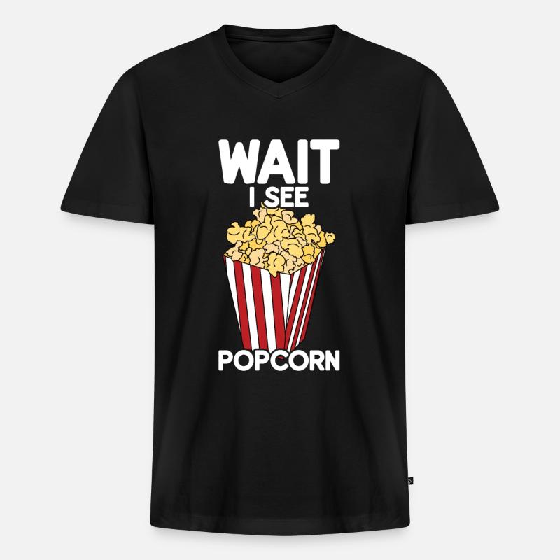 Popcorn - Männer Premium Bio T-Shirt mit V-Ausschnitt - Schwarz