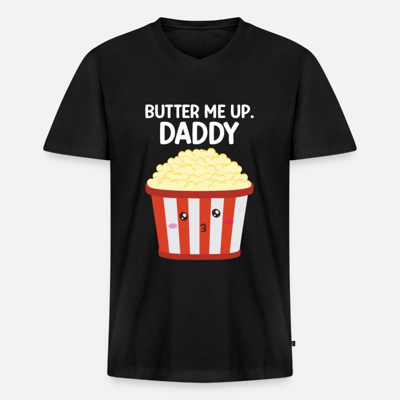 Popcorn - Männer Premium Bio T-Shirt mit V-Ausschnitt - Schwarz