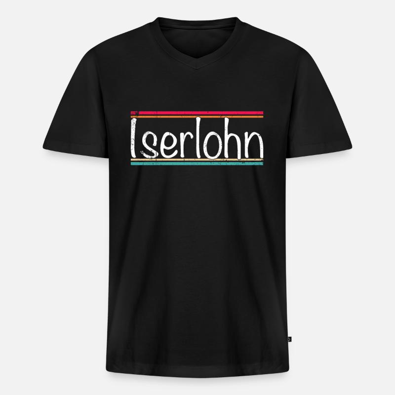 Iserlohn - Männer Premium Bio T-Shirt mit V-Ausschnitt - Schwarz