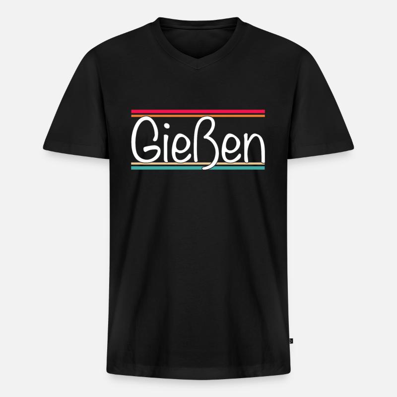 Gießen - Männer Premium Bio T-Shirt mit V-Ausschnitt - Schwarz