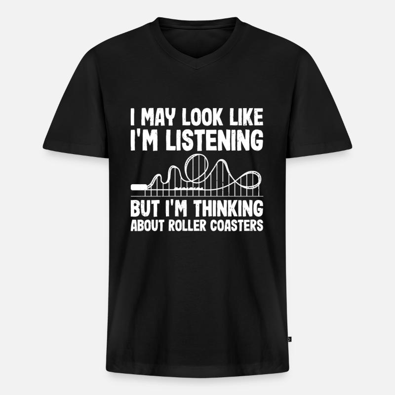Achterbahn - Männer Premium Bio T-Shirt mit V-Ausschnitt - Schwarz