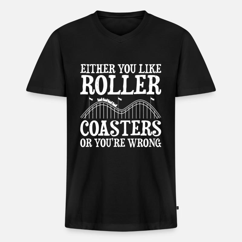 Achterbahn - Männer Premium Bio T-Shirt mit V-Ausschnitt - Schwarz