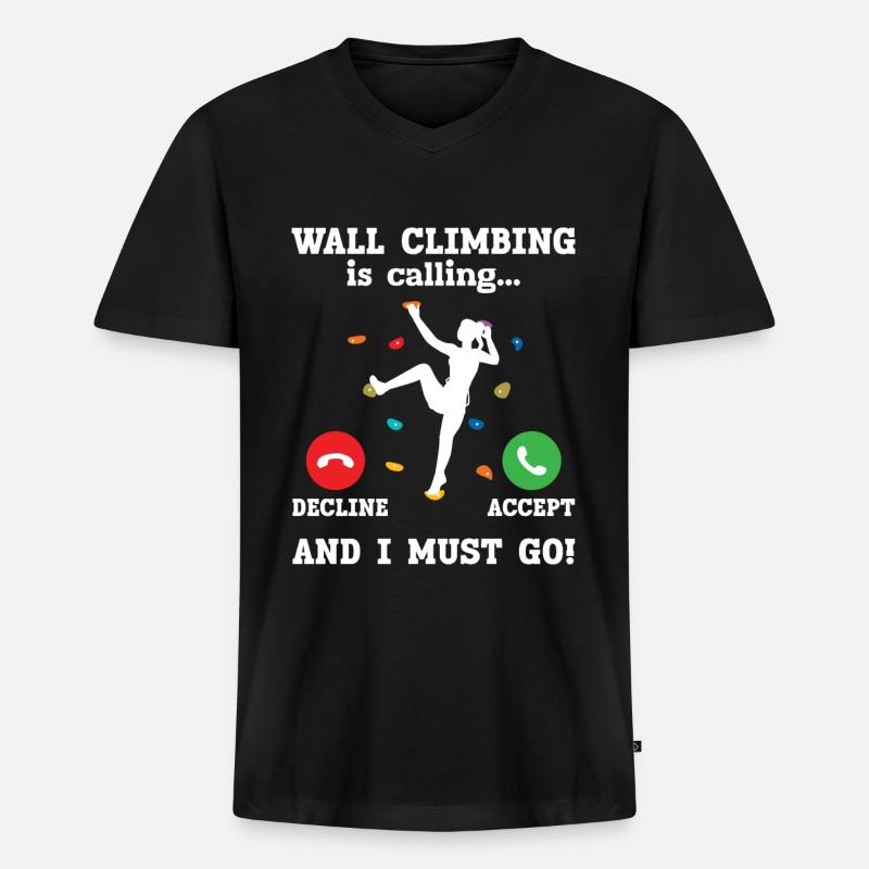 Wand Klettern - Männer Premium Bio T-Shirt mit V-Ausschnitt - Schwarz
