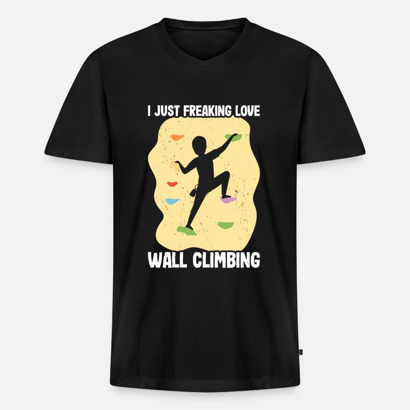 Wand Klettern - Männer Premium Bio T-Shirt mit V-Ausschnitt - Schwarz