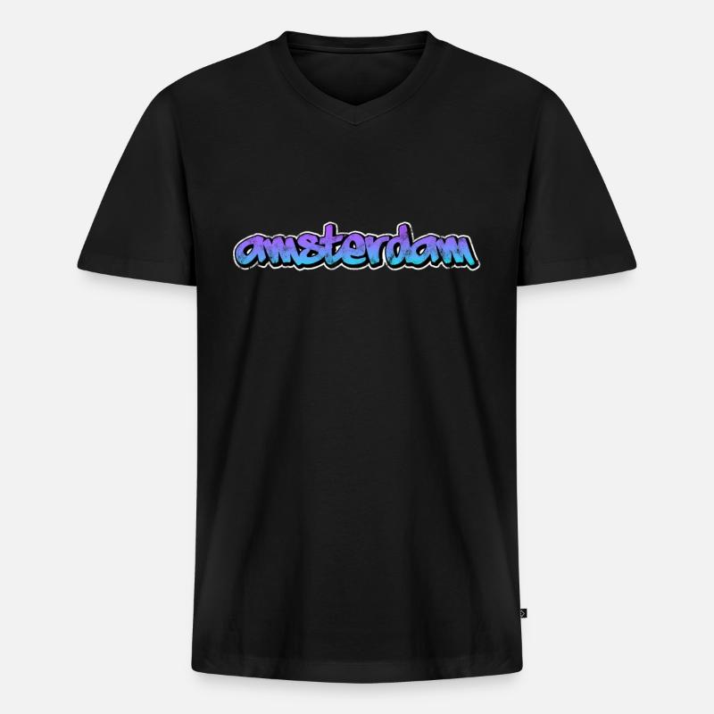Amsterdam - Männer Premium Bio T-Shirt mit V-Ausschnitt - Schwarz