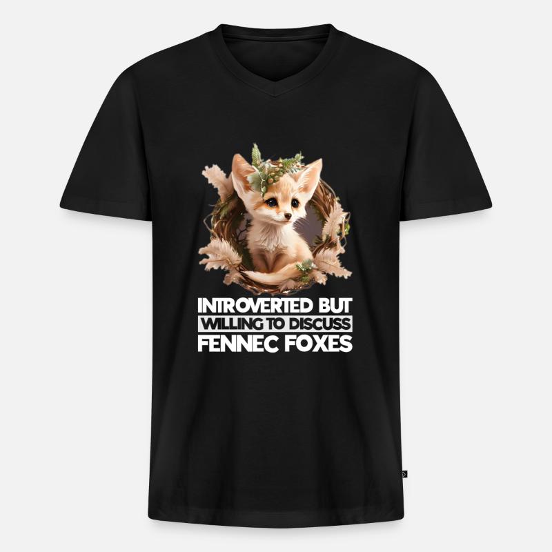 Fennec Fox - Männer Premium Bio T-Shirt mit V-Ausschnitt - Schwarz