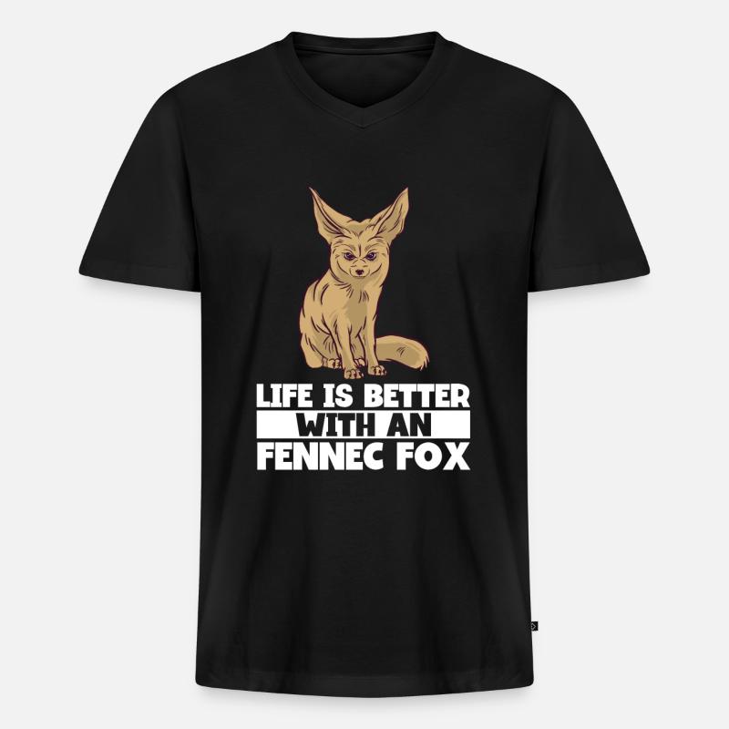 Fennec Fox - Männer Premium Bio T-Shirt mit V-Ausschnitt - Schwarz