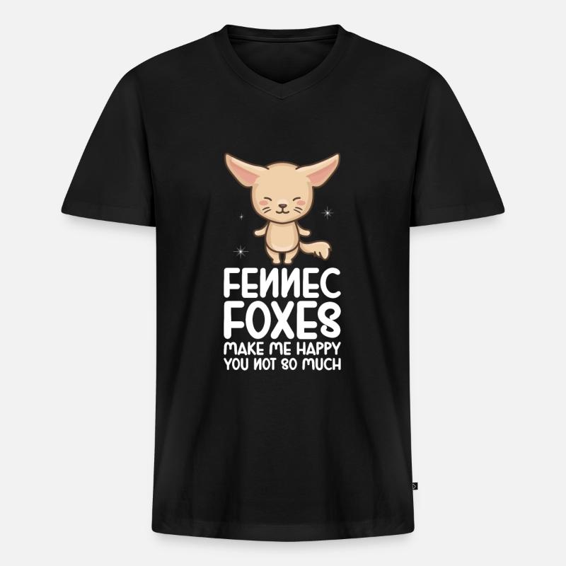 Fennec Fox - Männer Premium Bio T-Shirt mit V-Ausschnitt - Schwarz