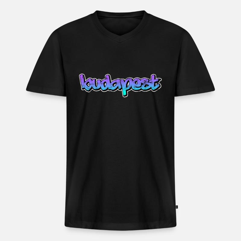 Budapest - Männer Premium Bio T-Shirt mit V-Ausschnitt - Schwarz