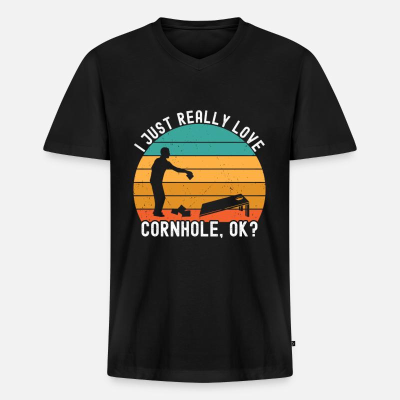 Cornhole - Männer Premium Bio T-Shirt mit V-Ausschnitt - Schwarz