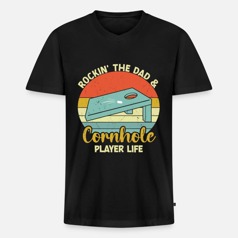 Cornhole - Männer Premium Bio T-Shirt mit V-Ausschnitt - Schwarz