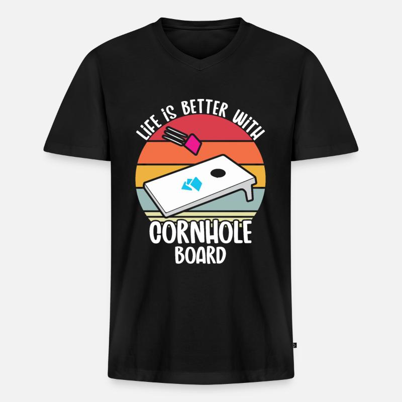 Cornhole - Männer Premium Bio T-Shirt mit V-Ausschnitt - Schwarz
